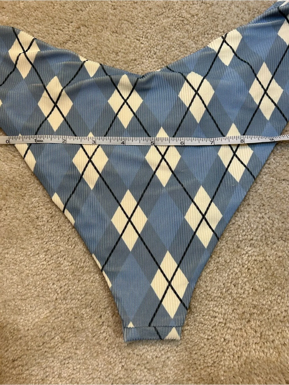 Beach Riot Vanessa Bikini Bottoms Blue Argyle NWT Cheeky High-Cut Swim Sz XL